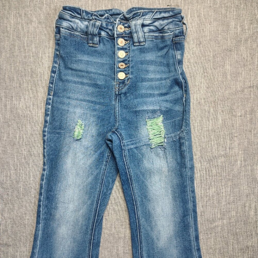 KanCan Maurices Jeans Girls Size 23x29 Flare High Rise Button Fly Ripped Stretch - Picture 2 of 13